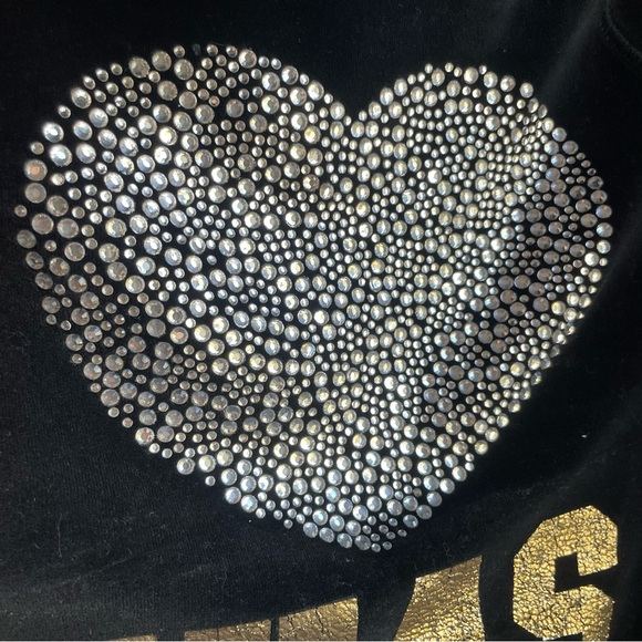 Victoria secrete PINK women’s size small velour hoodie jacket. Black and gold - Picture 7 of 11